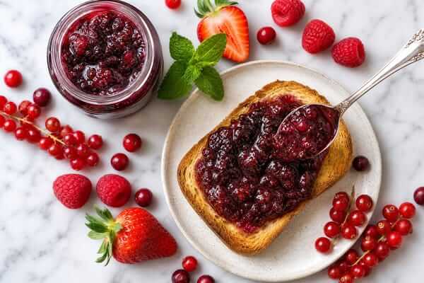 Benefícios deliciosos da geleia de frutas vermelhas